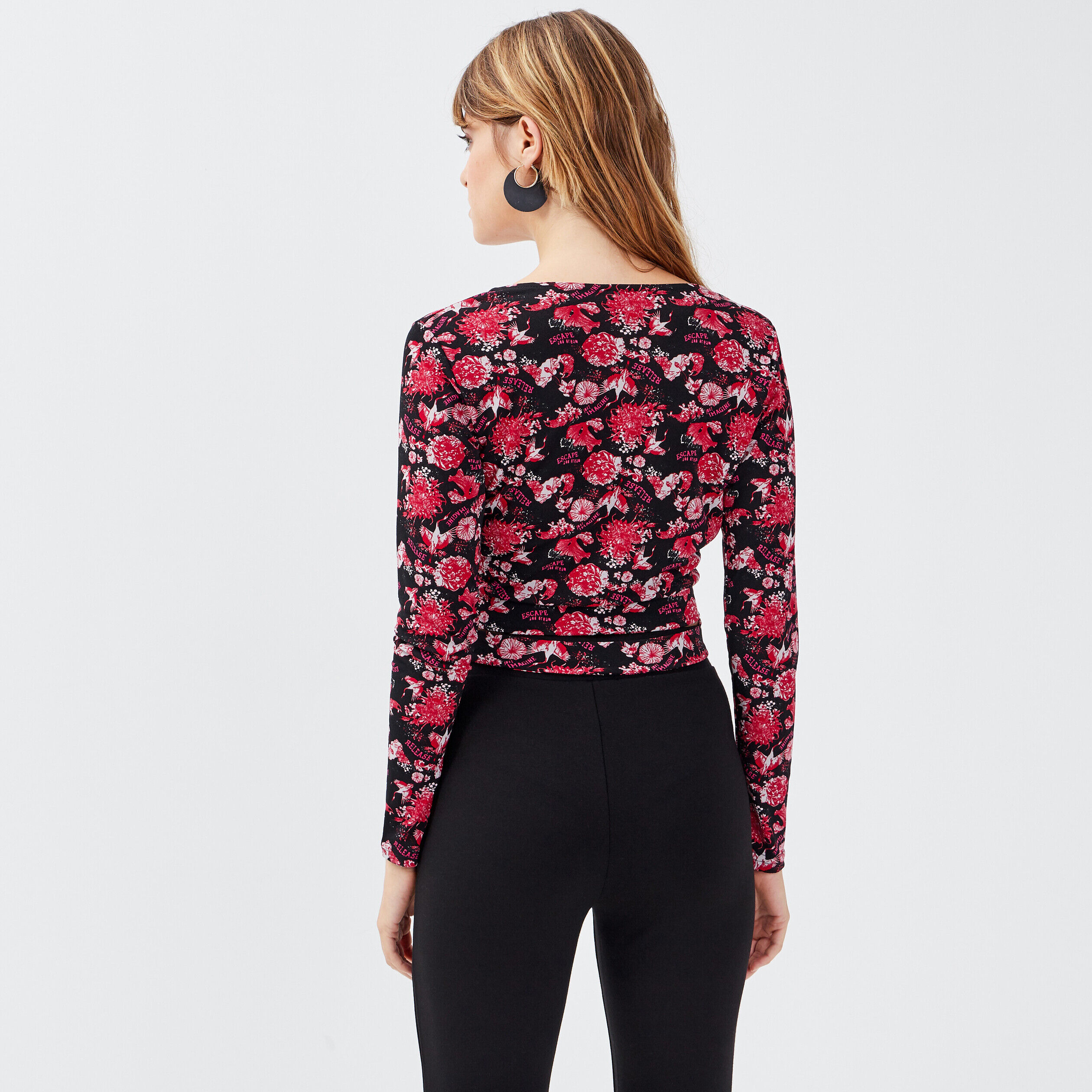 Crop top manches longues noir femme | Cache Cache