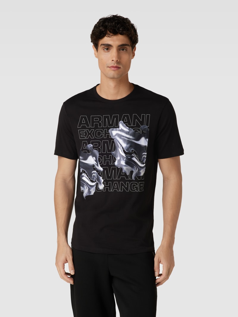 T-Shirt mit Label-Motiv-Print Modell 'Watercapsule' in schwarz