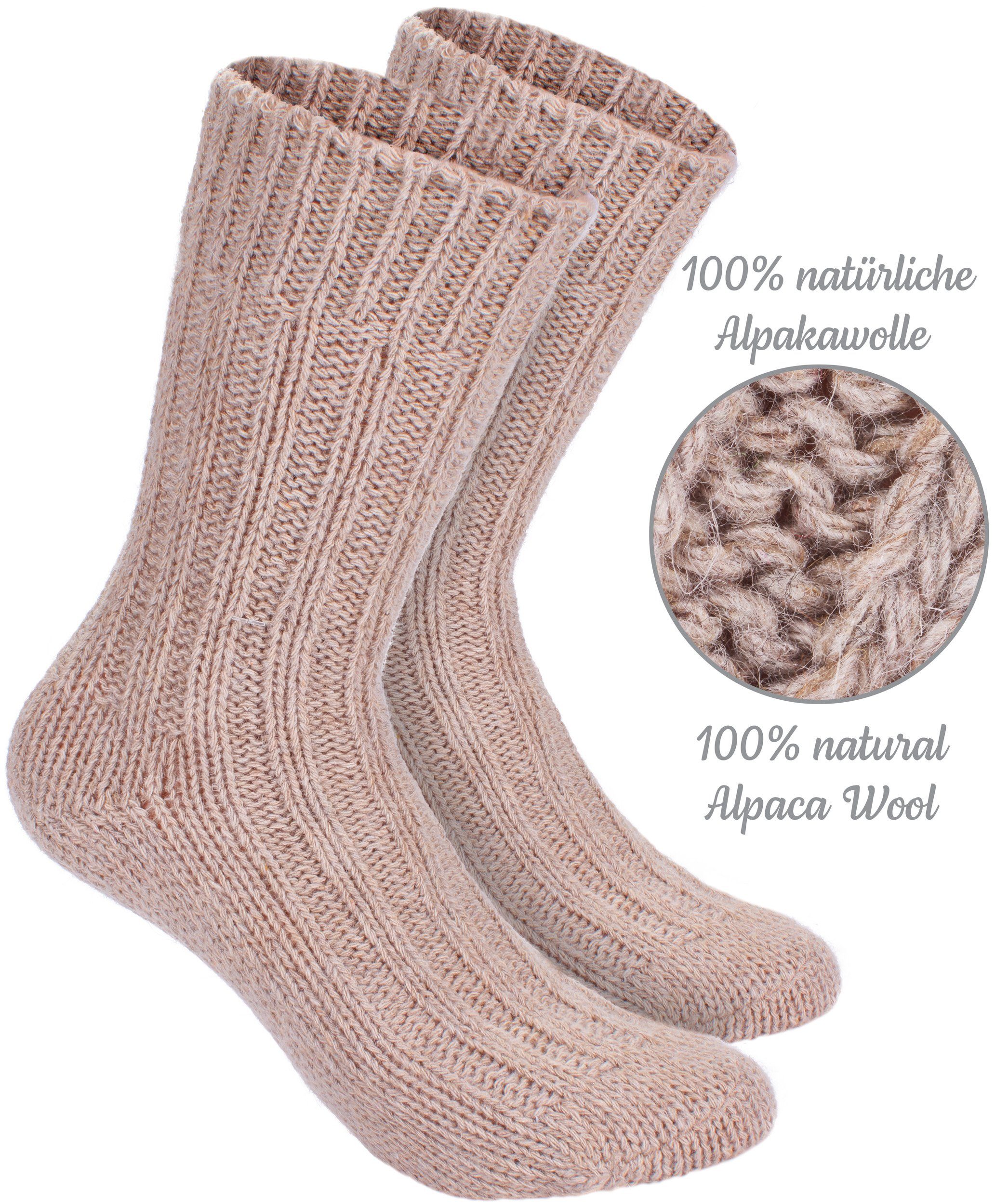 BRUBAKER Kuschelsocken Kinder Alpaka Socken aus 100% Alpakawolle (Set, 4 Paar) Wintersocken Set für Jungen und Mädchen - Kindersocken - Wollsocken
