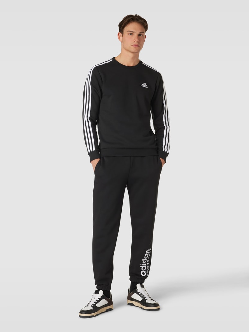 Sweatshirt mit labeltypischen Galonstreifen in schwarz