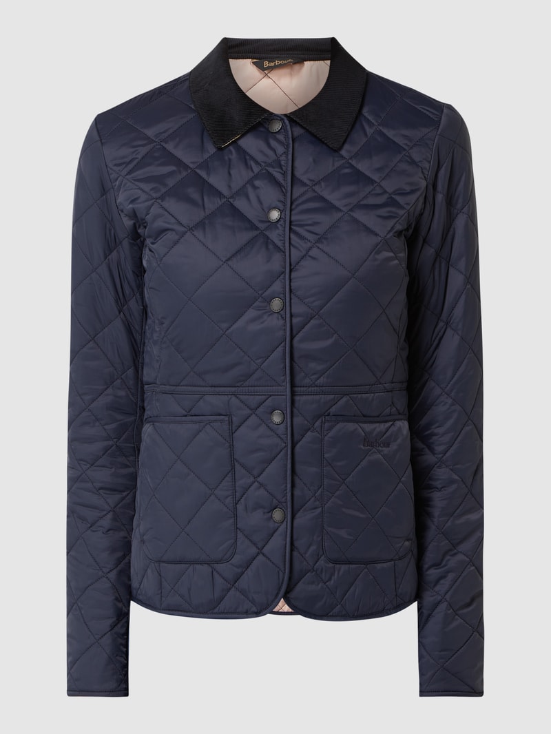Steppjacke mit Cordkragen Modell 'Deveron' in marineblau