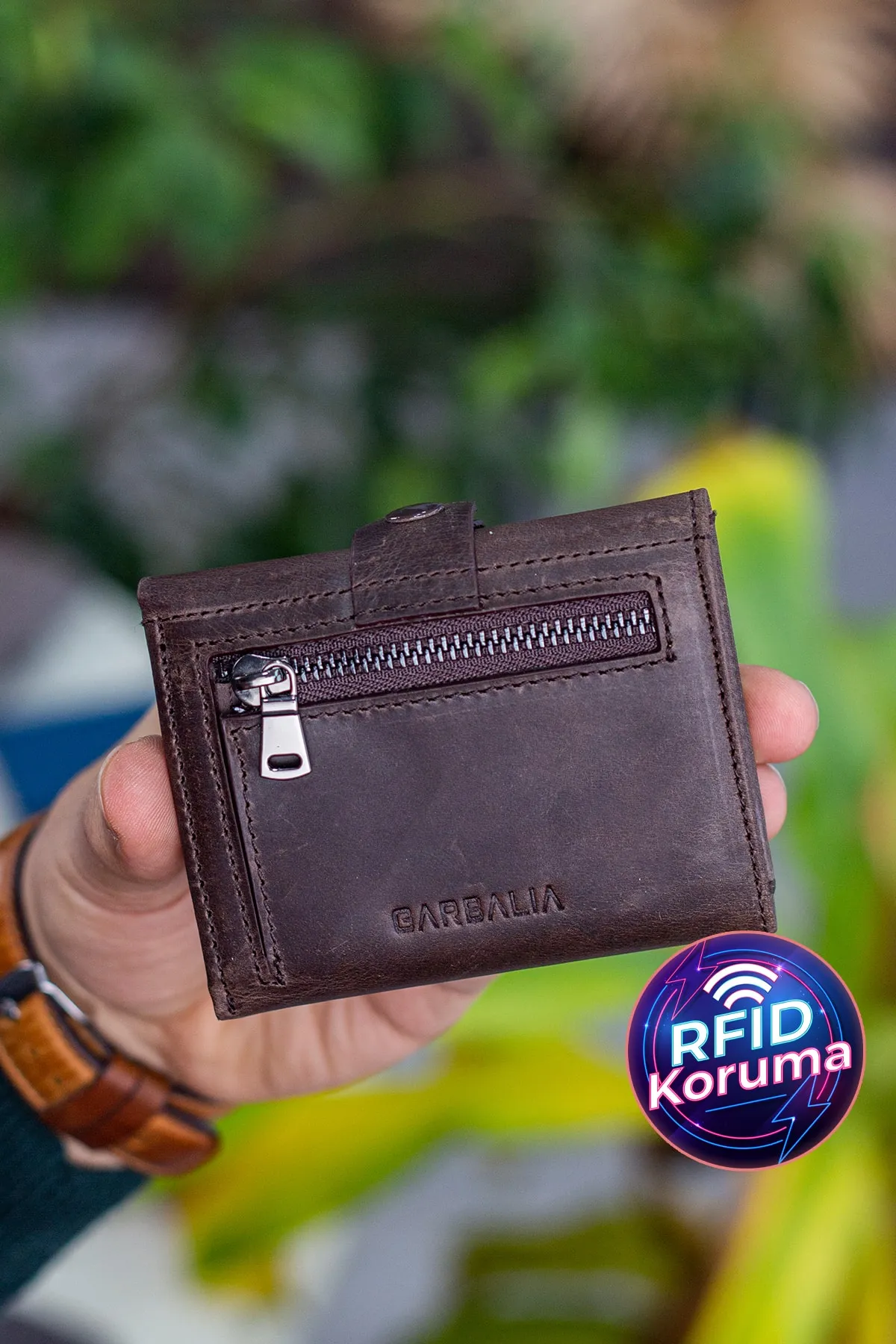Garbalia  Stockholm Crazy Brown-Geldbörse aus echtem Leder mit Münzfach