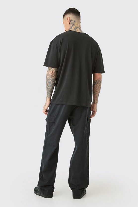Tall lockere Twill Cargohose mit elastischem Bund