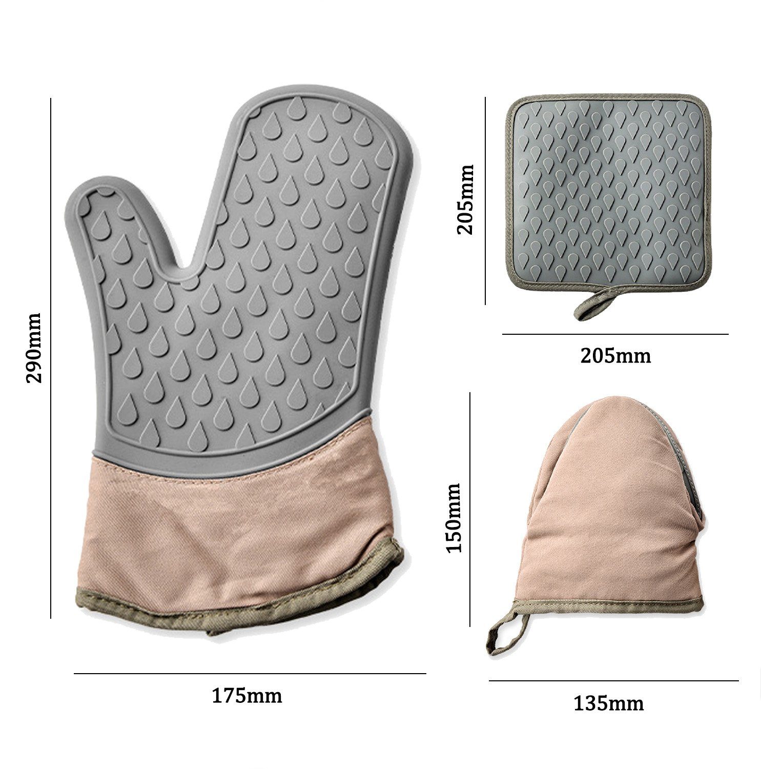 zggzerg Topflappen Ofenhandschuhe Silikon-6er Set