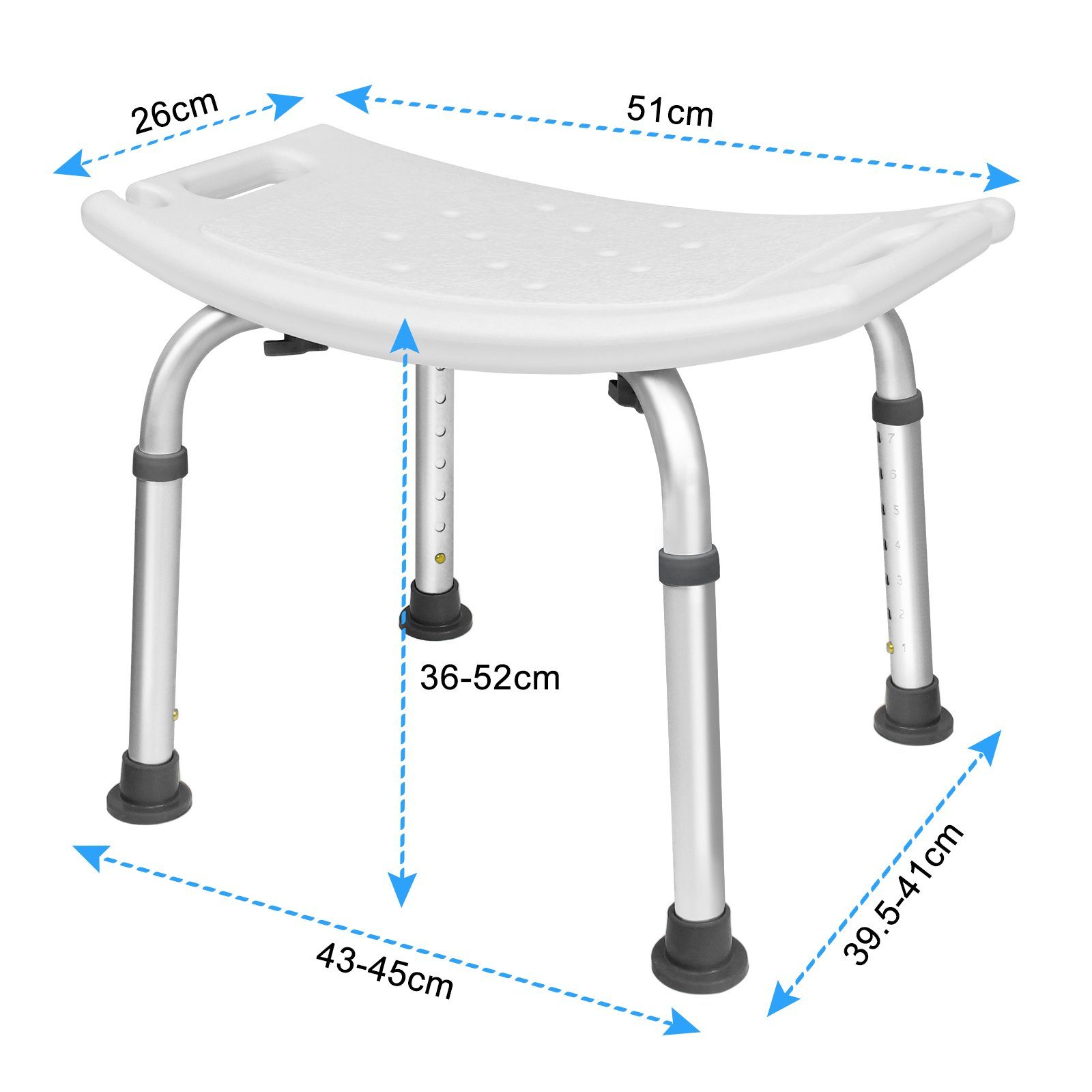 UISEBRT Duschhocker Badhocker Höhenverstellbar, belastbar bis 136 kg
