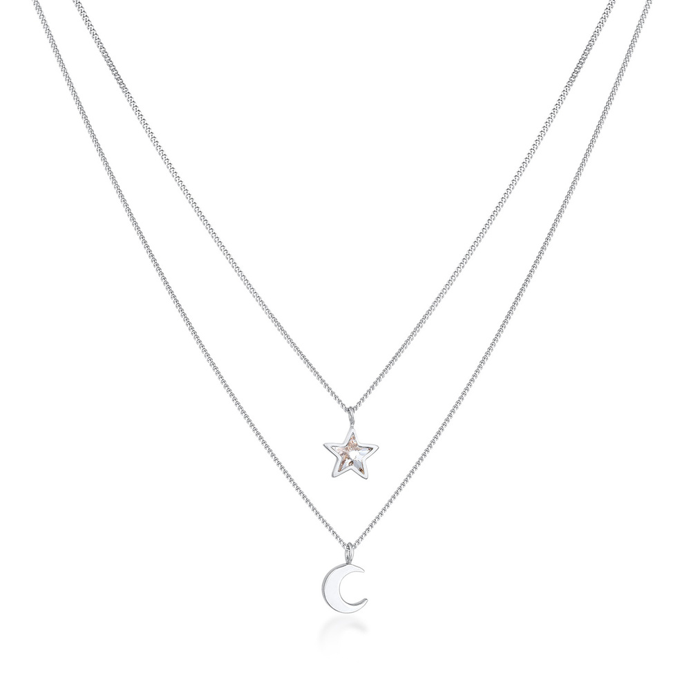 Elli Elli Collier Enfants couches étoile demi-lune pendentif avec cristal en argent st collier