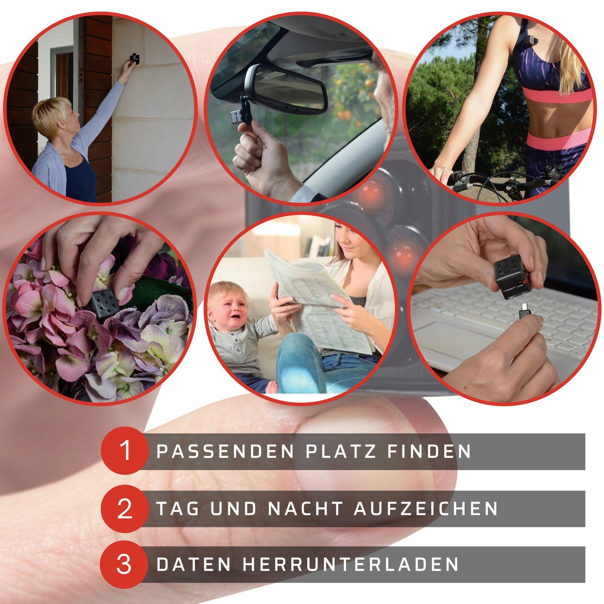 Starlyf Security Cam Überwachungskamera (Außenbereich, Innenbereich, Spar Set 1er oder 2er Pack, 1-tlg., Mini Kamera, Sport Cam, Body Cam, Mini Cam)