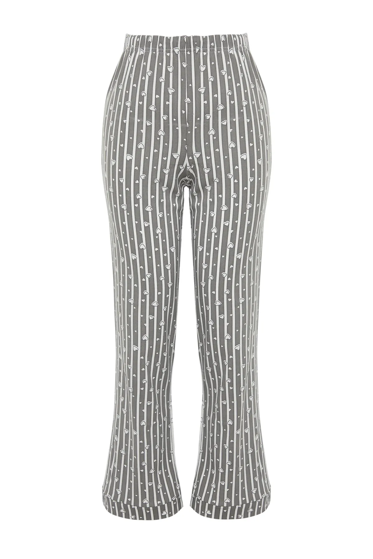 Trendyol Collection  Gestreifte gestrickte Pyjamahose aus anthrazitfarbener Baumwolle THMSS23PJ00002