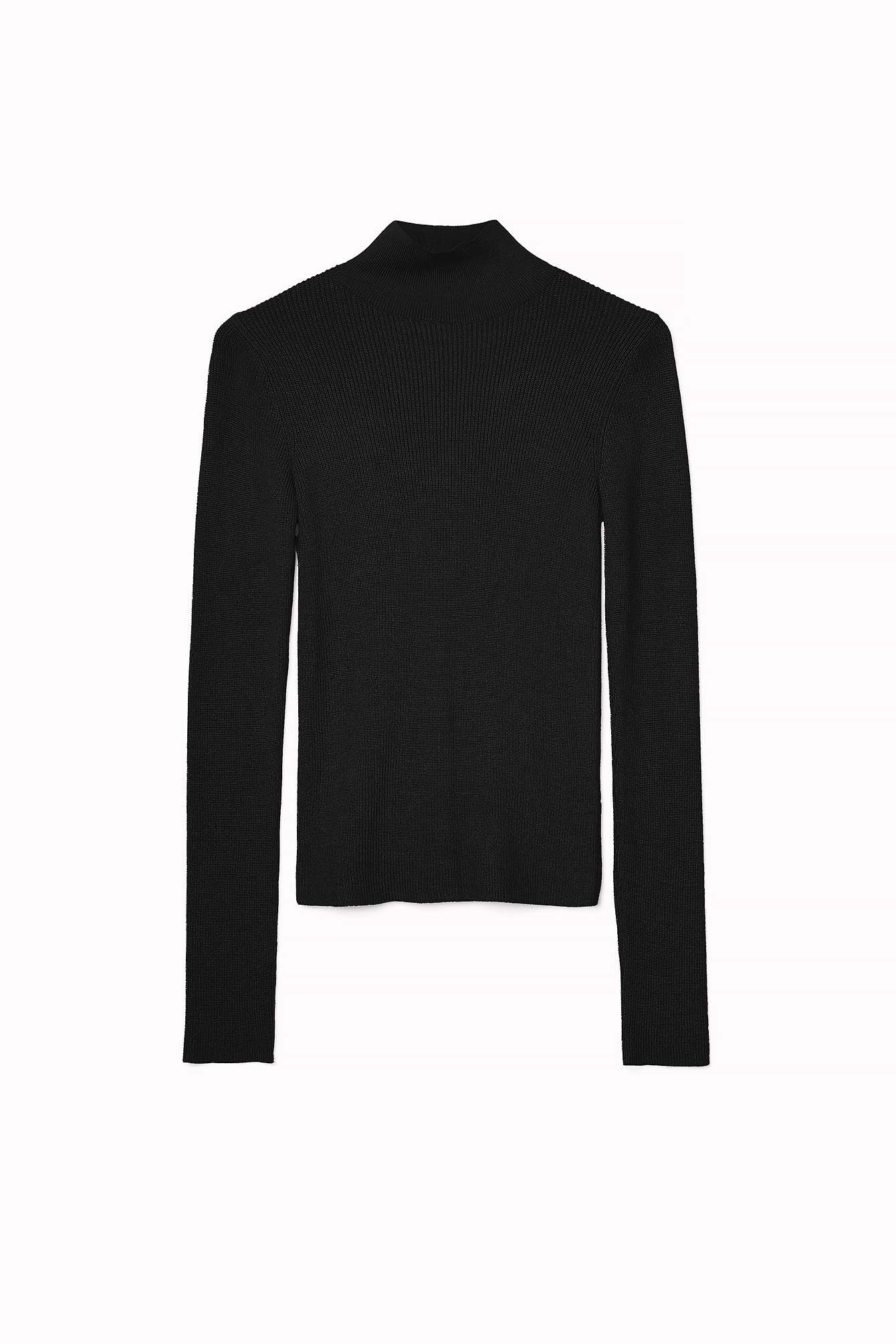 Langärmeliger Rollkragenpullover mit Rippenstrick