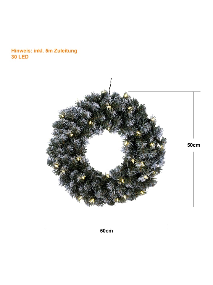 STAR Trading LED Weihnachtskranz 'Edmonton', Ø 50cm, outdoor in Grün günstig kaufen onesize