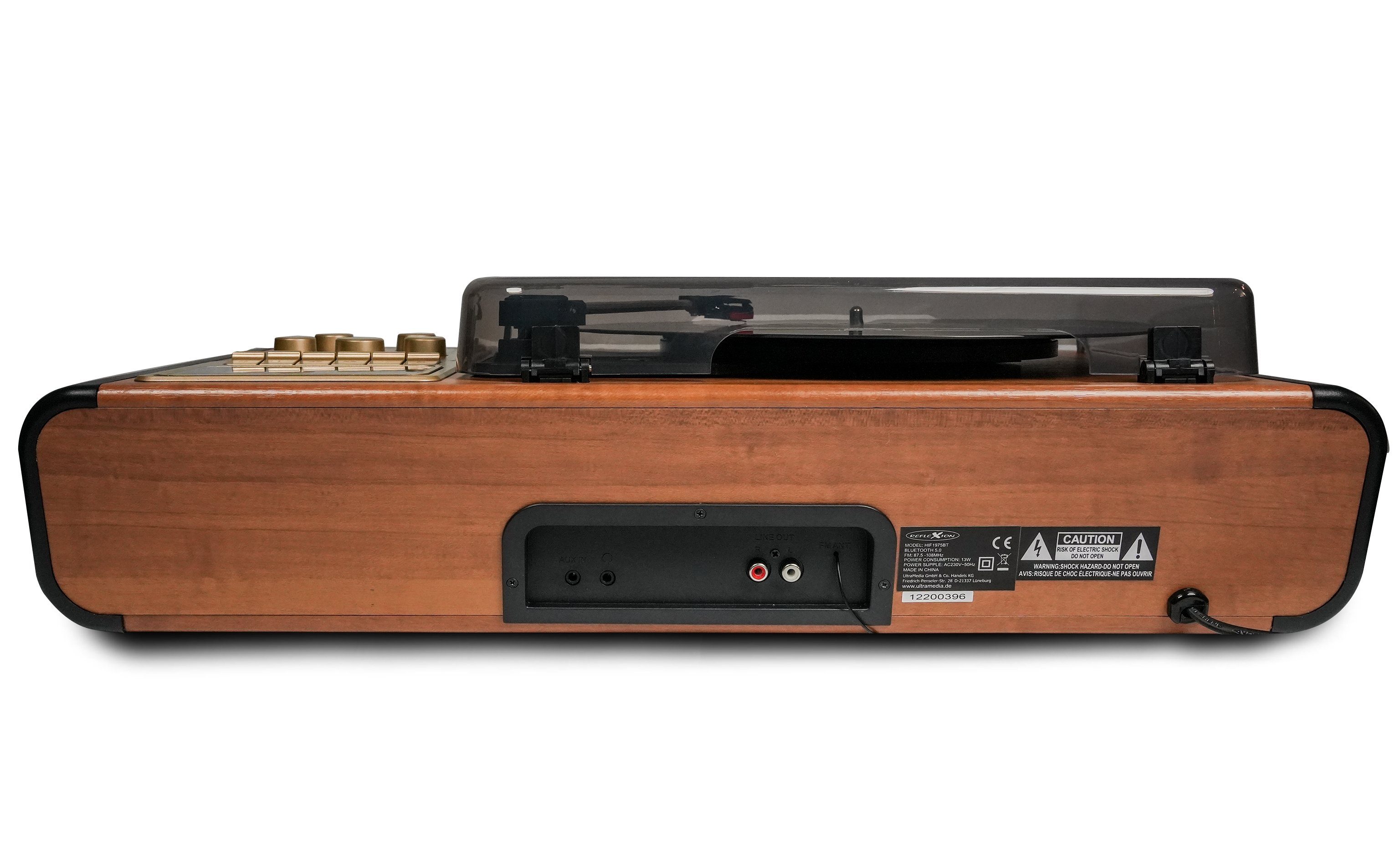 Reflexion HIF1975BT Radioplattenspieler (Bluetooth, Echtholzgehäuse, Bluetooth, Kassette, UKW/MW, 2x24 Watt Musikleistung)