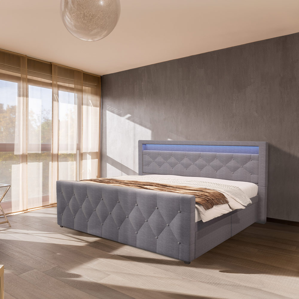 Home Deluxe HOME DELUXE Polsterbett VELARA inkl. Matratze und Topper 180 x 200 cm - Dunkelgrau