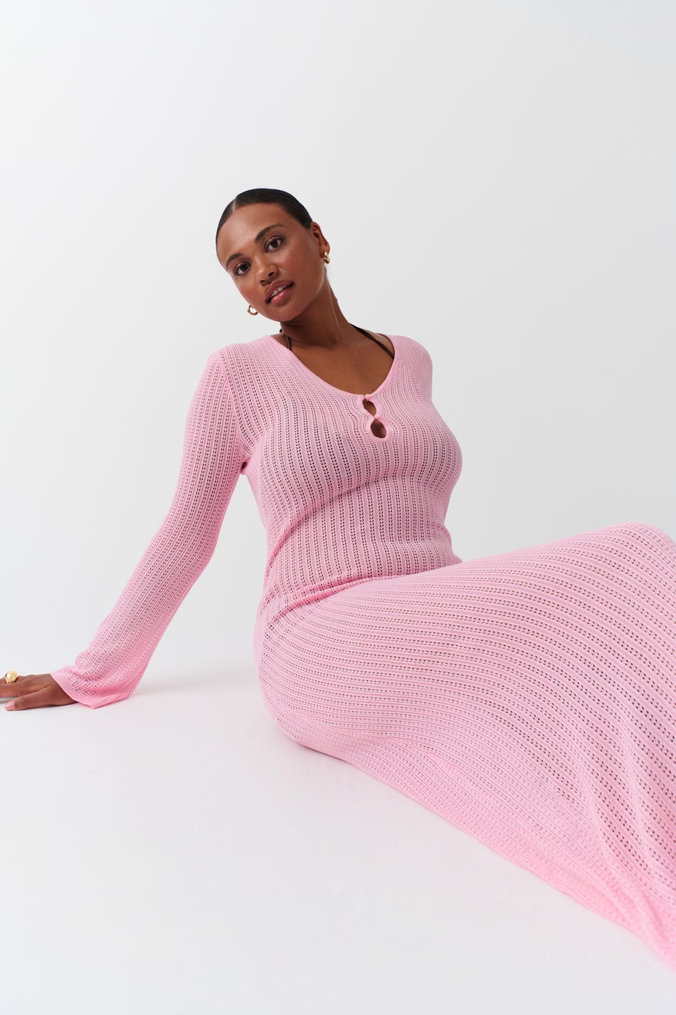 Pointelle knit dress