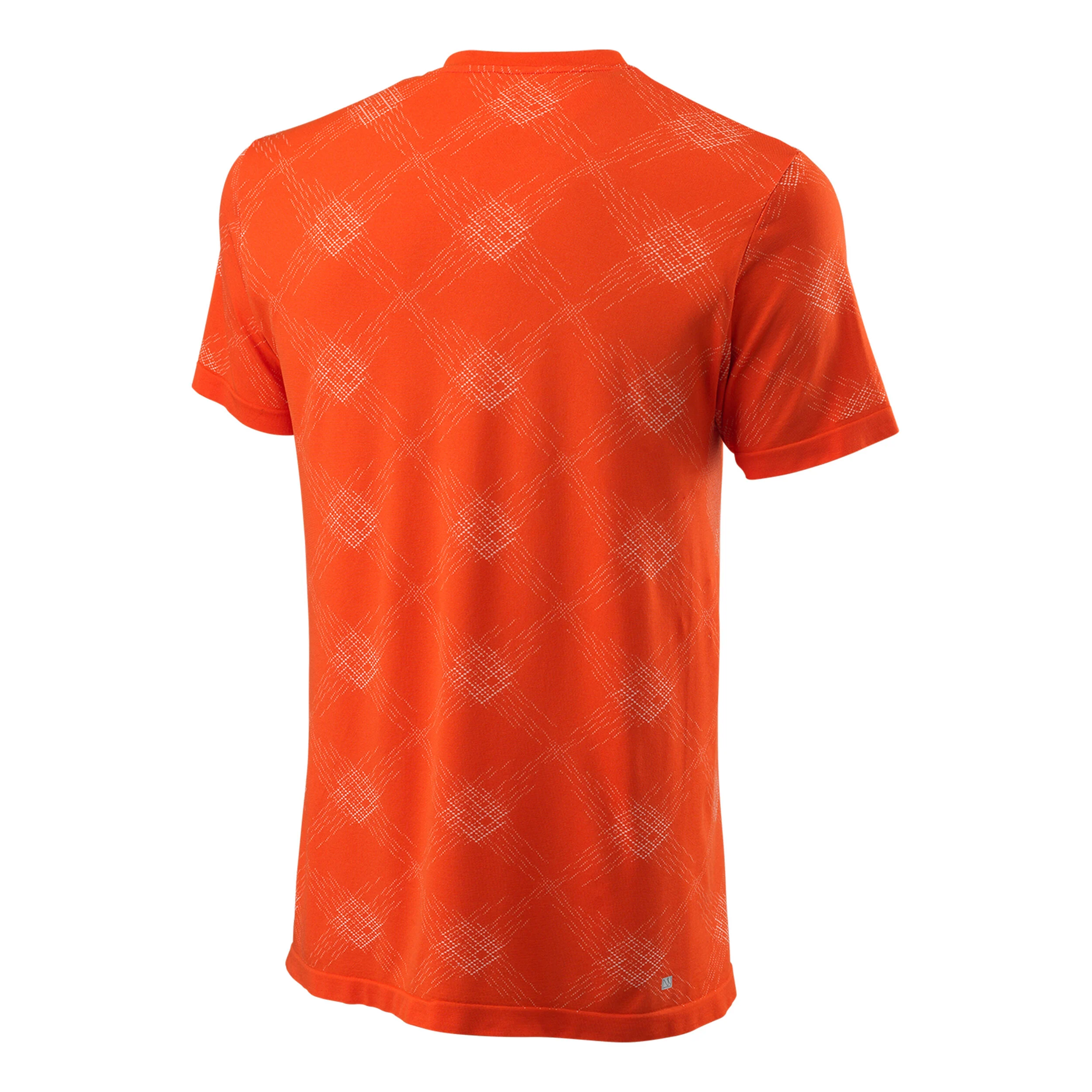 Power Seamless Henley III T-Shirt Herren - Orange, Weiß