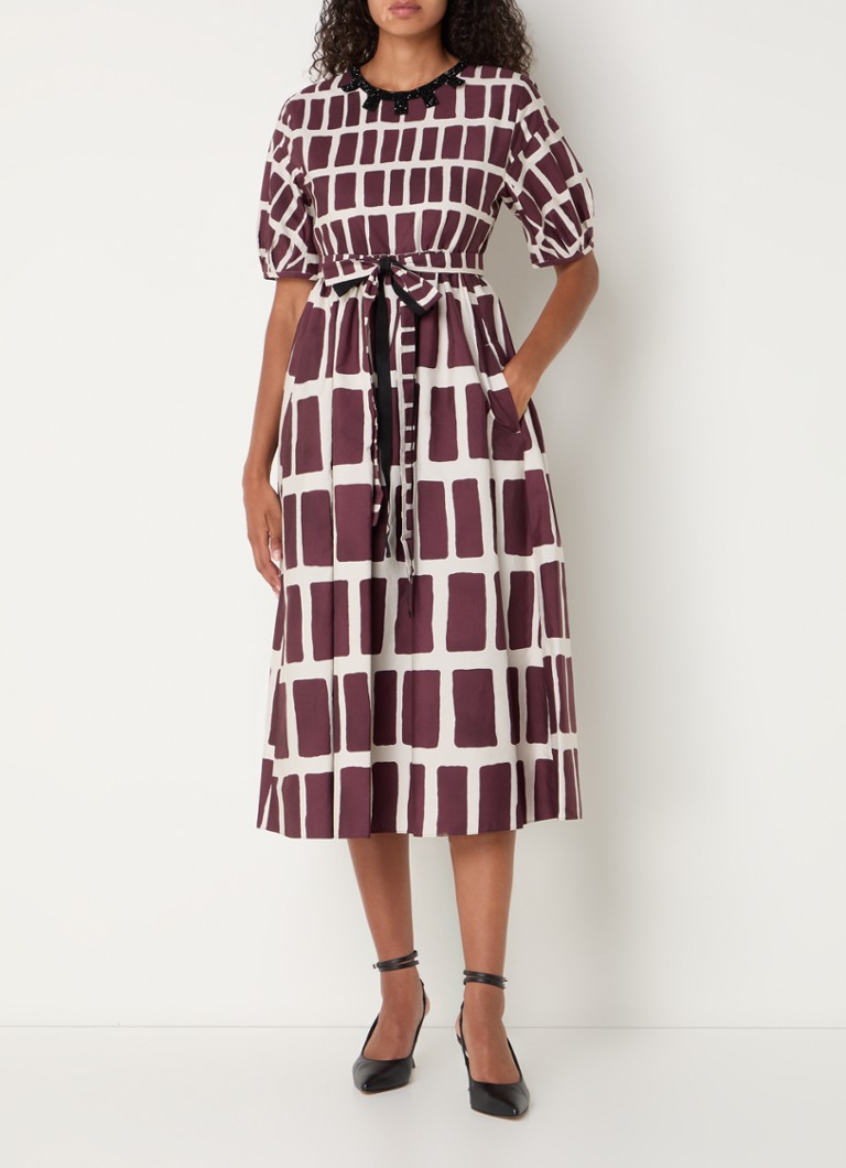 Abito midi Nerina di MaxMara con motivo a quadri e tasche laterali.