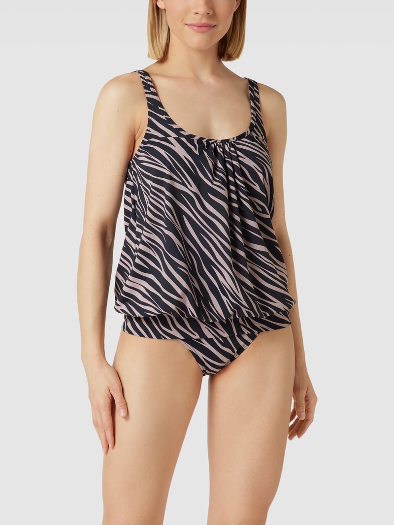 Tankini-Oberteil mit Animal-Print in schwarz