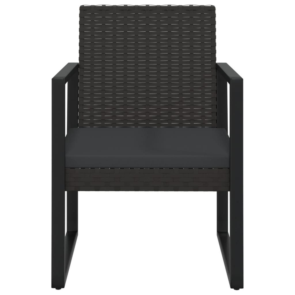 vidaXL Loungesofa 3-tlg. Garten-Lounge-Set mit Kissen Schwarz Poly Rattan, 3 Teile