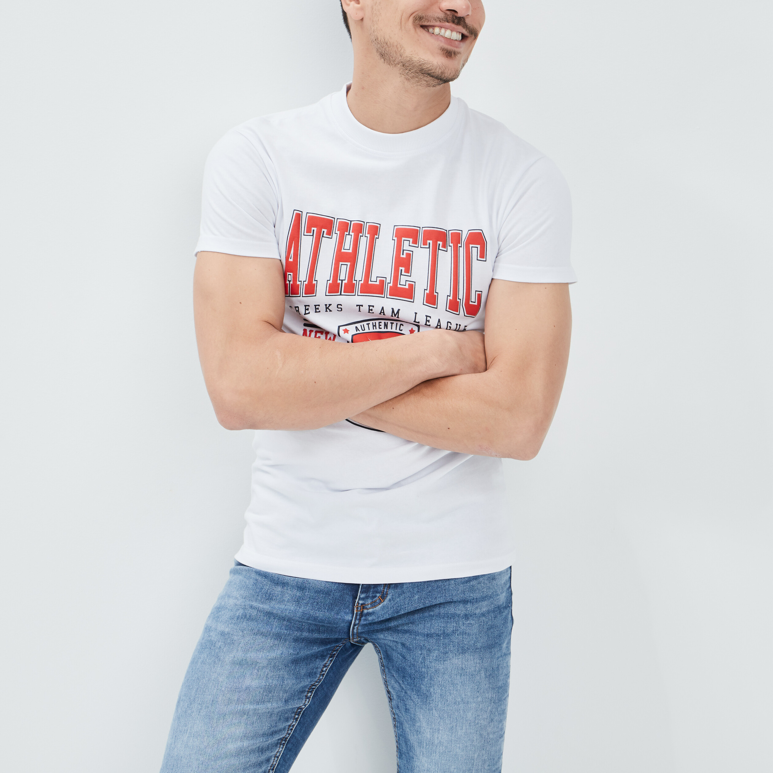 T-shirt manches courtes Creeks blanc homme | La Halle