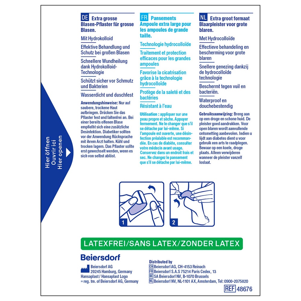 hansaplast Pansements Ampoules Hydrocolloïdes XL Bandage, pansement, sparadrap
