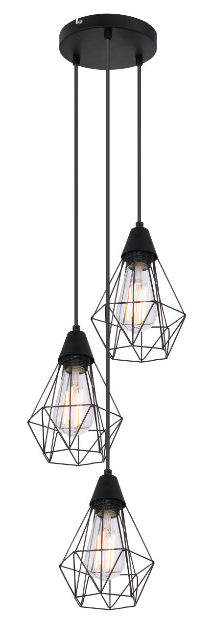 Globo Lighting - ISABELLA - Hängeleuchte Metall schwarz matt, 3x E27
