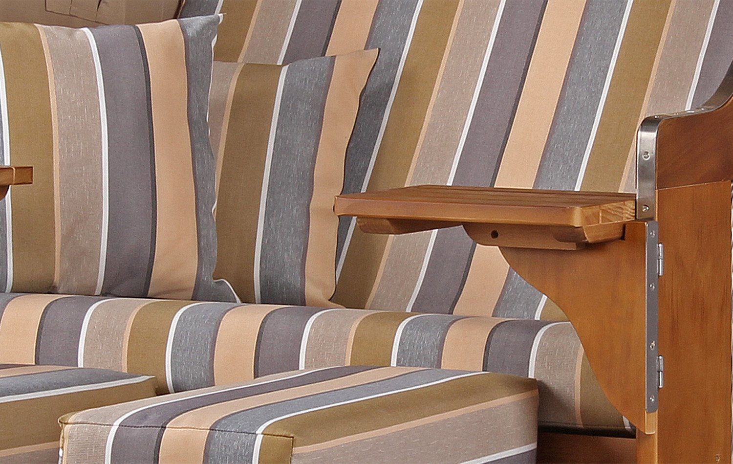 bene living Strandkorb Schleswig Pinie 2-Sitzer - PE mokka - Modell 557, BxTxH: 120x80x160 cm, Volllieger, Ostsee-Strandkorb Komplettset