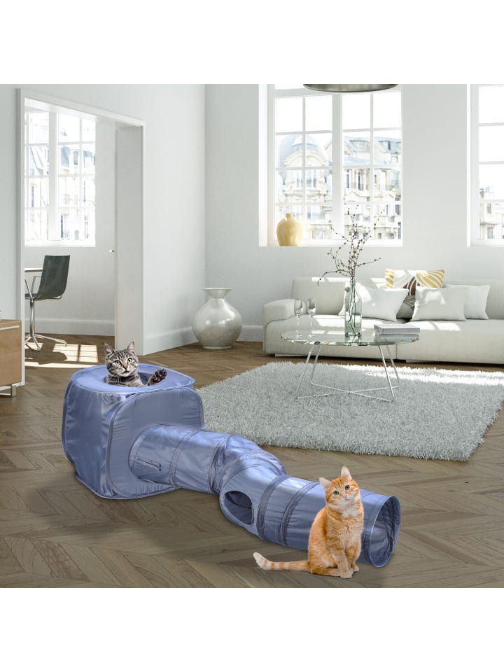 relaxdays 2-tlg. Katzentunnel-Set in Grau günstig kaufen onesize