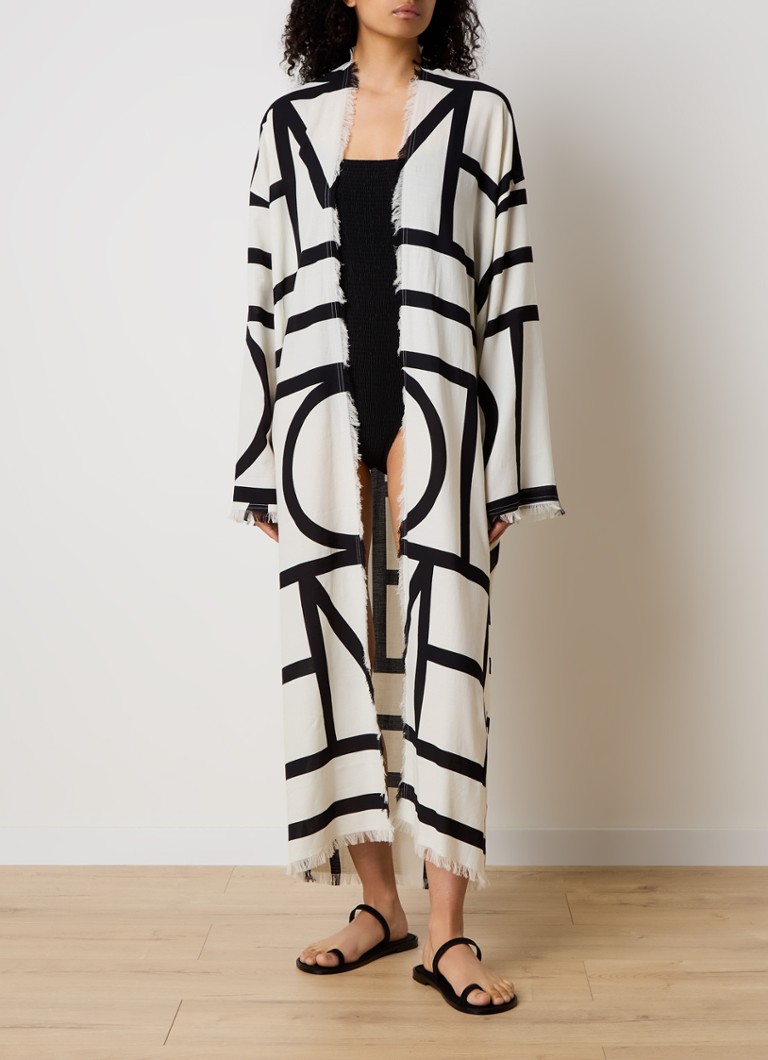 TOTEME maxi wrap dress made of organic cotton with logo print