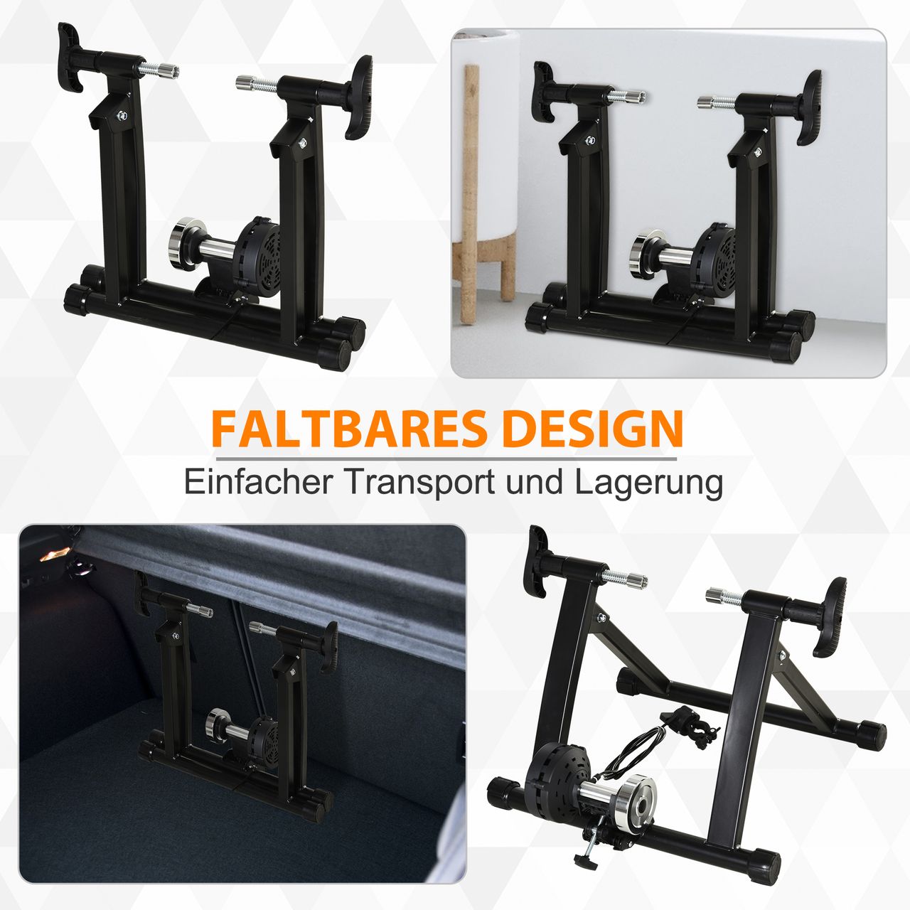 HOMCOM Rollentrainer Fahrradtrainer Indoor Fahrrad Heimtrainer klappbar 26