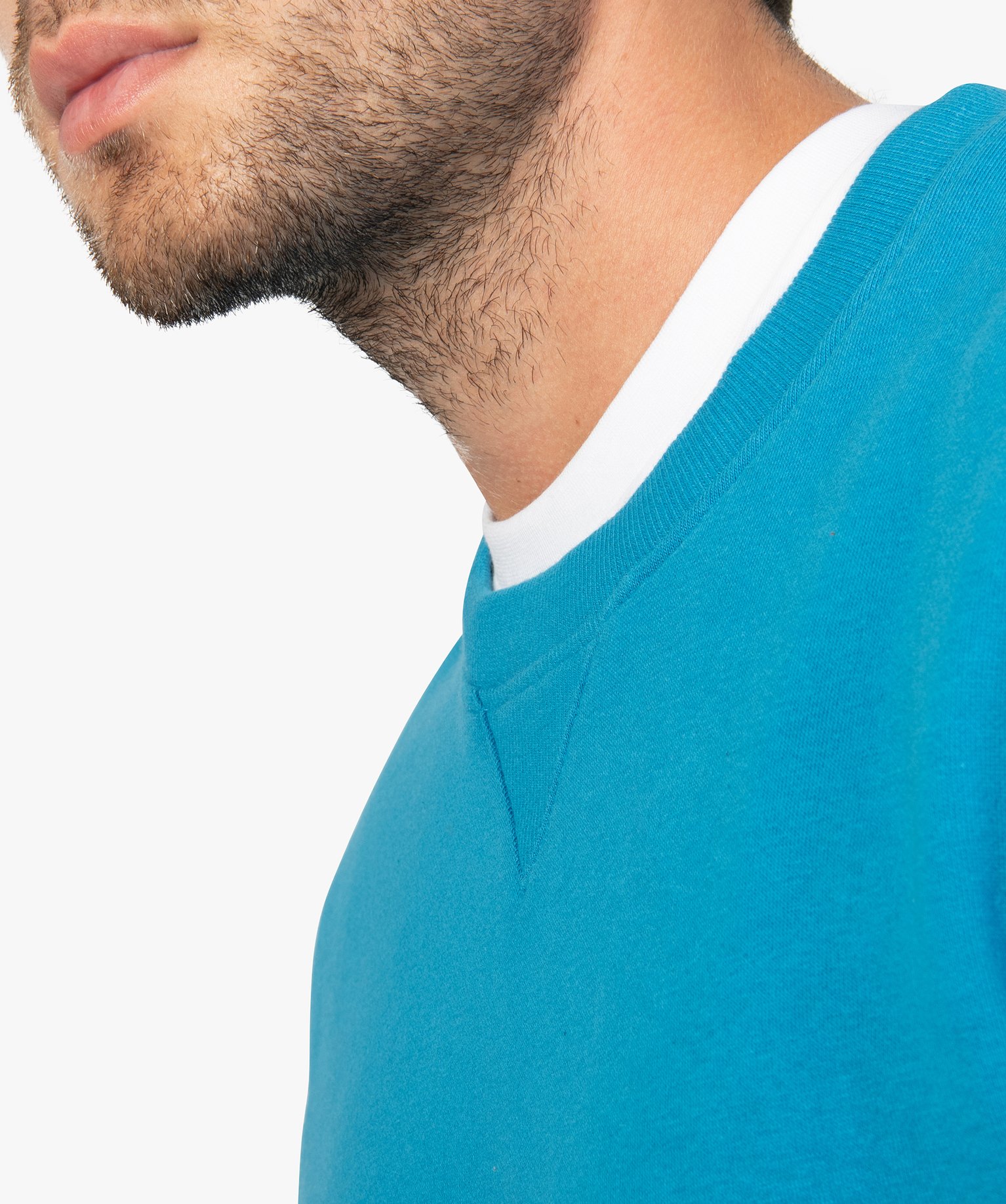 Sweat homme molletonné contenant du coton bio bleu | GEMO