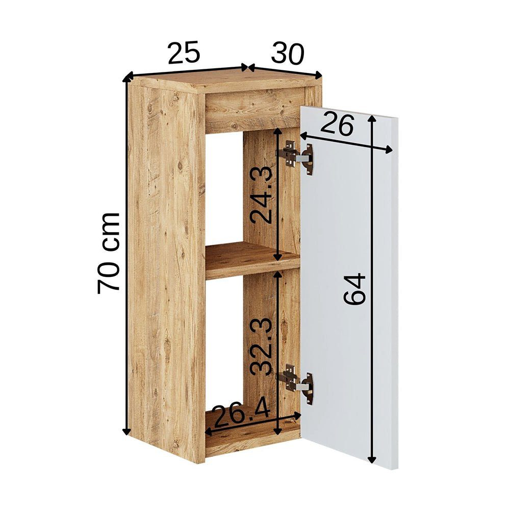 Roomart Badmöbel-Set, (Roomart, Badezimmermöbel, Seitenschrank, Badregal, in 4 Farben)