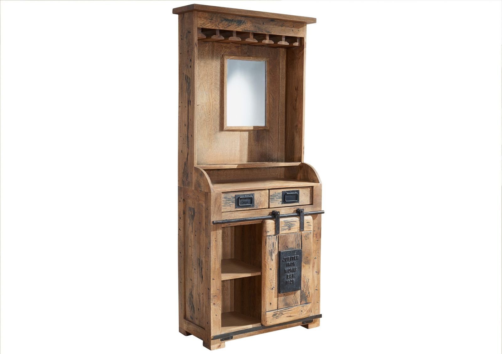 Massivmoebel24 Barschrank Bar Mango 75x35x170 natur lackiert RAILWAY #141