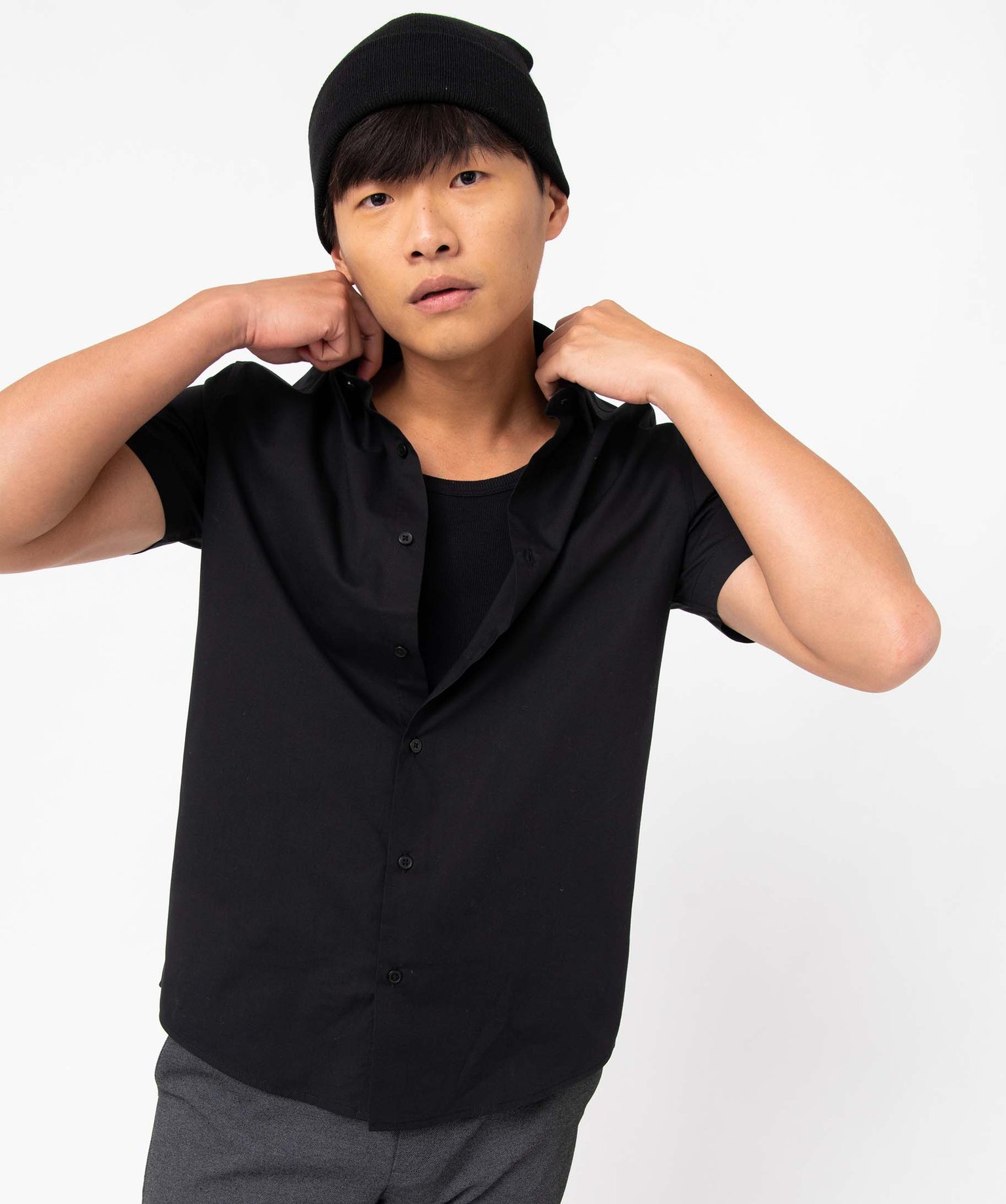 Chemise homme à manches courtes coupe Regular - Repassage f... noir | GEMO