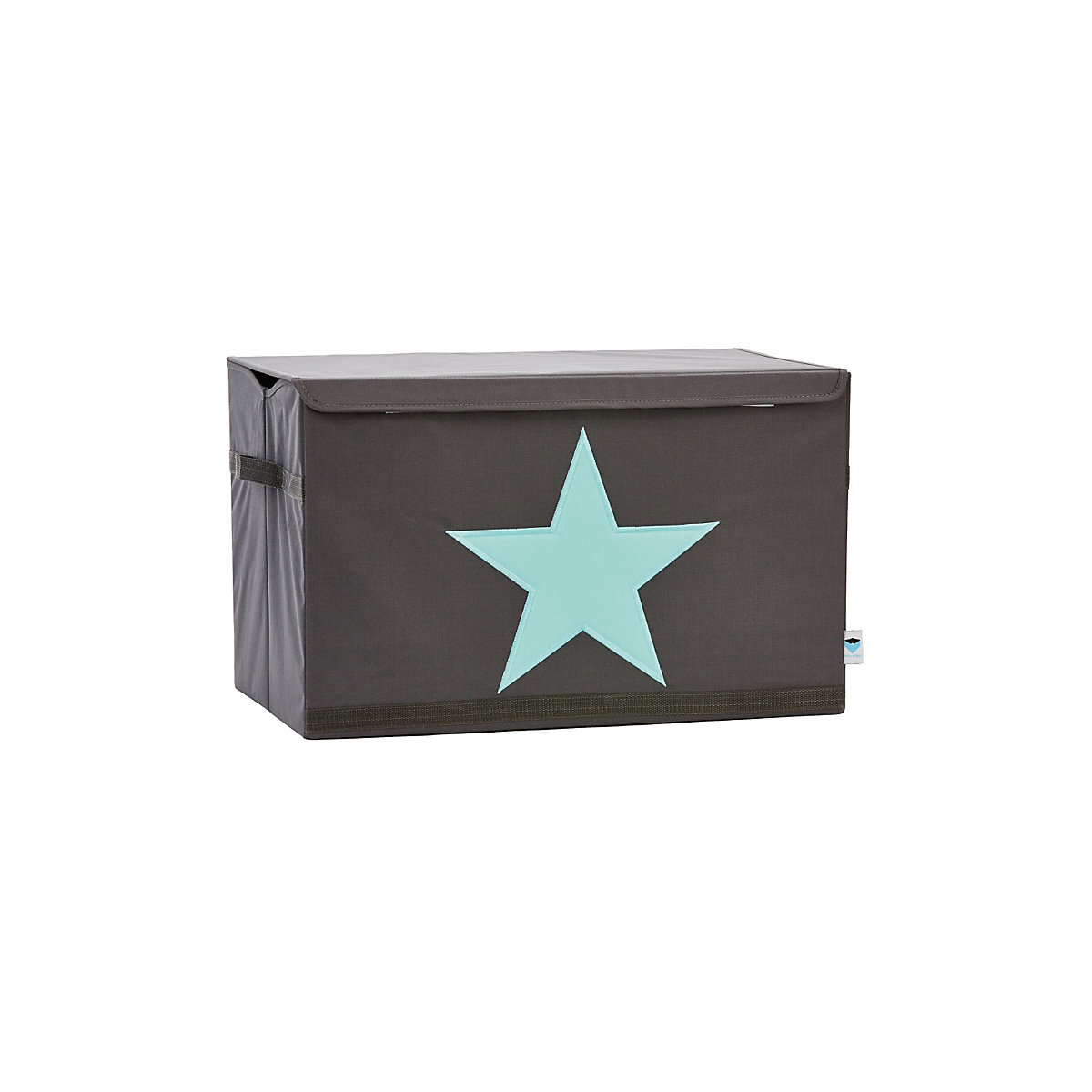 Aufbewahrungsbox Spielzeugtruhe Stern grau/mint, 62 x 37,5 x 39 cm