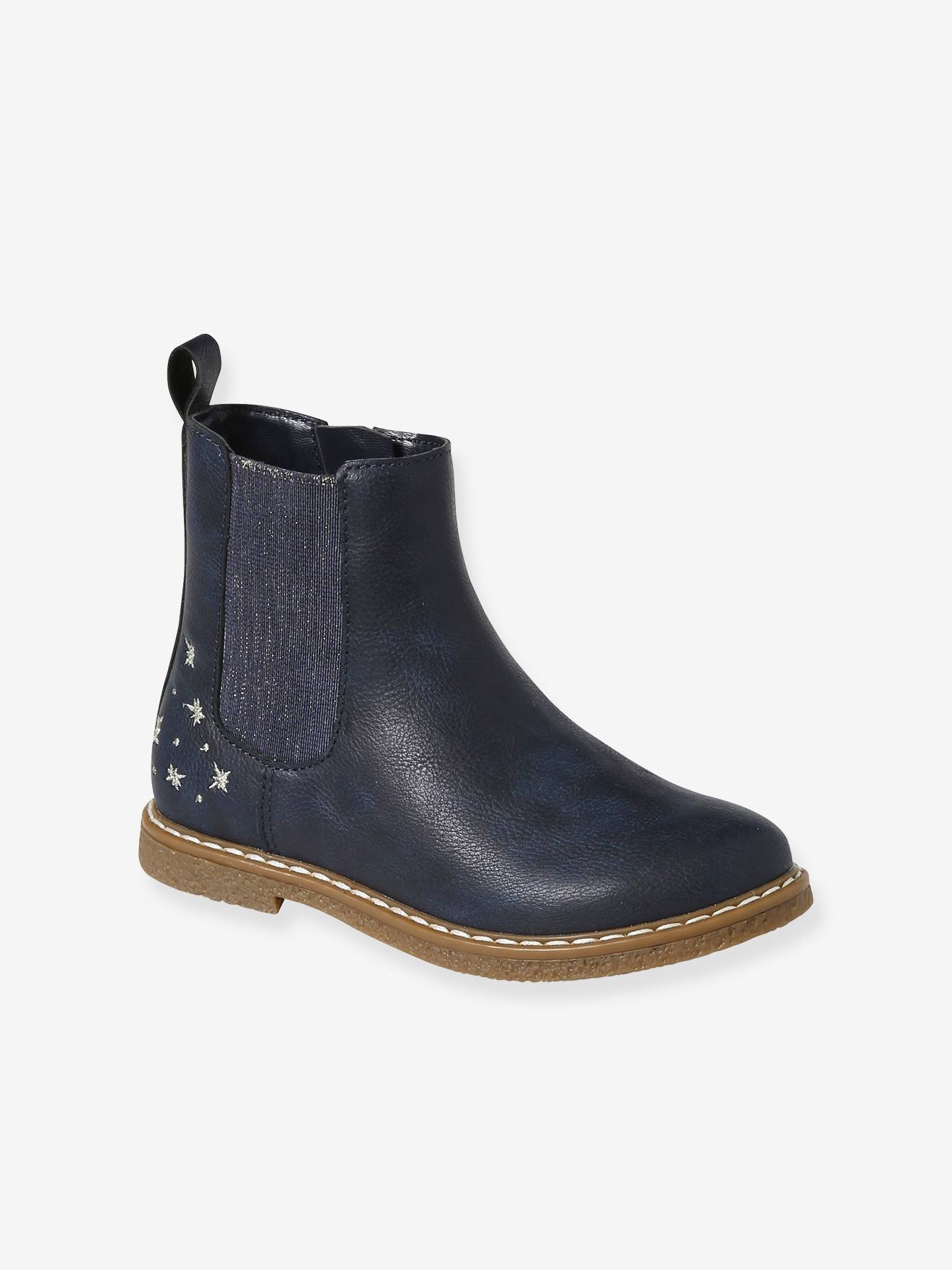 Boots élastiquées et zippées fille collection maternelle bleu