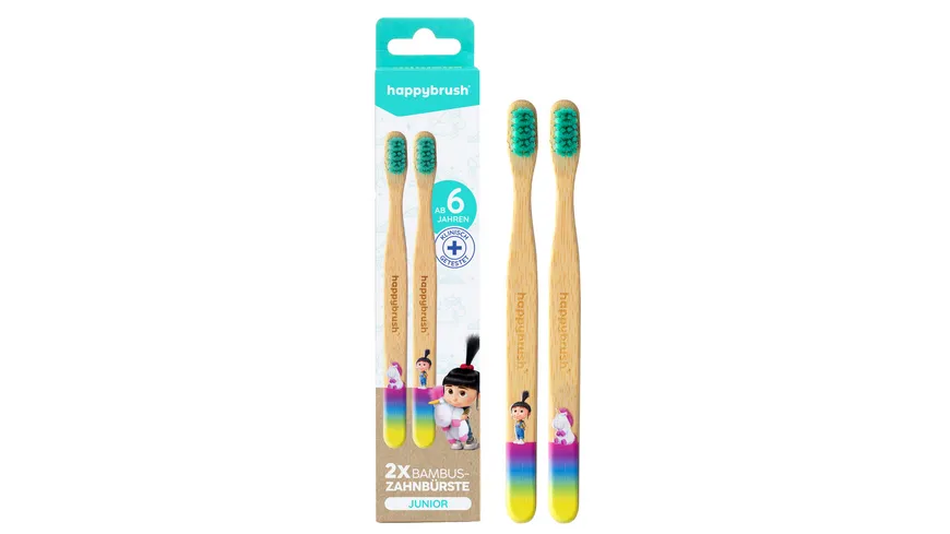 happybrush Zahnbürste Bambus Junior Doppelpack
