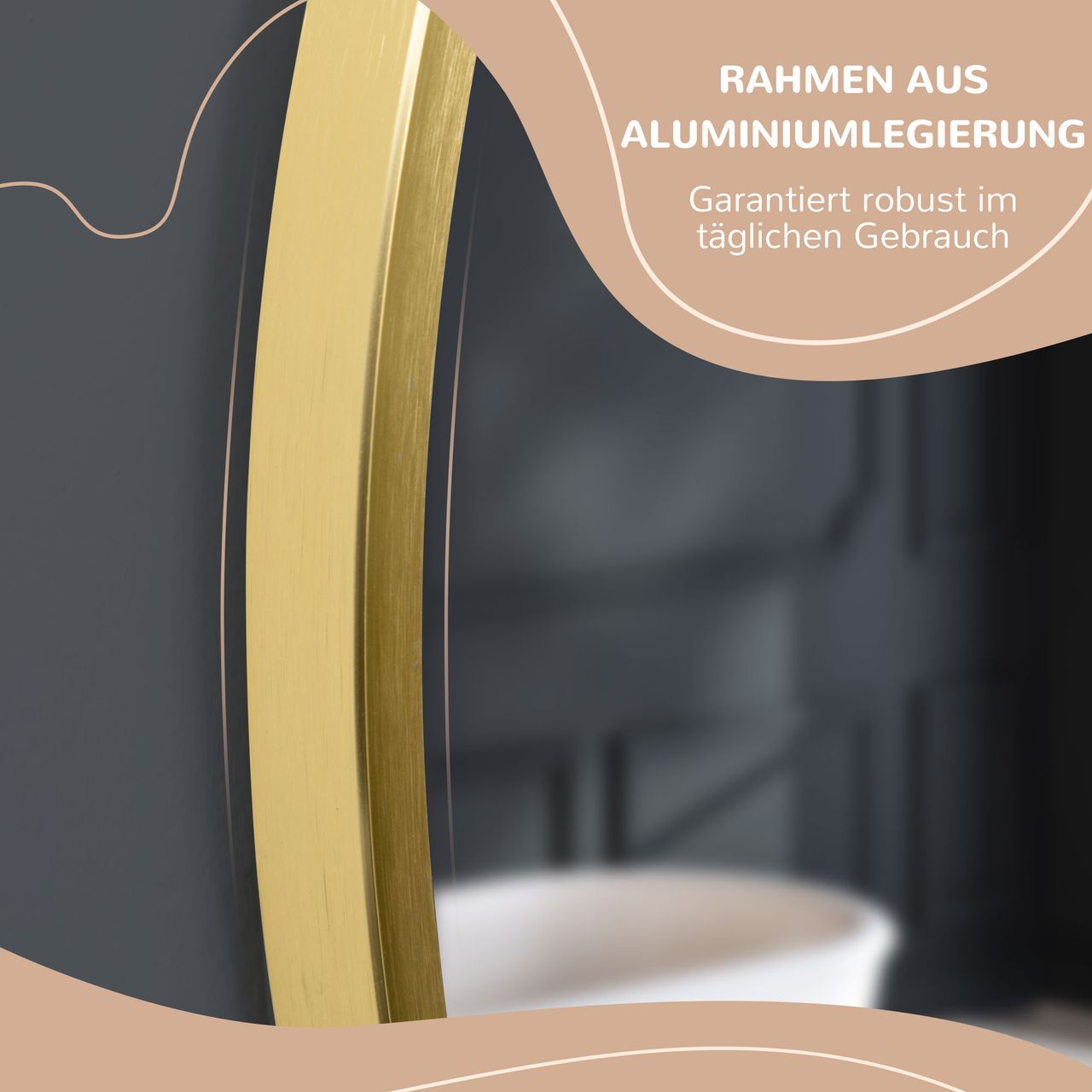 kleankin Badspiegel, Badezimmerspiegel, Ø50 cm Wandspiegel für Wohnzimmer, IP44