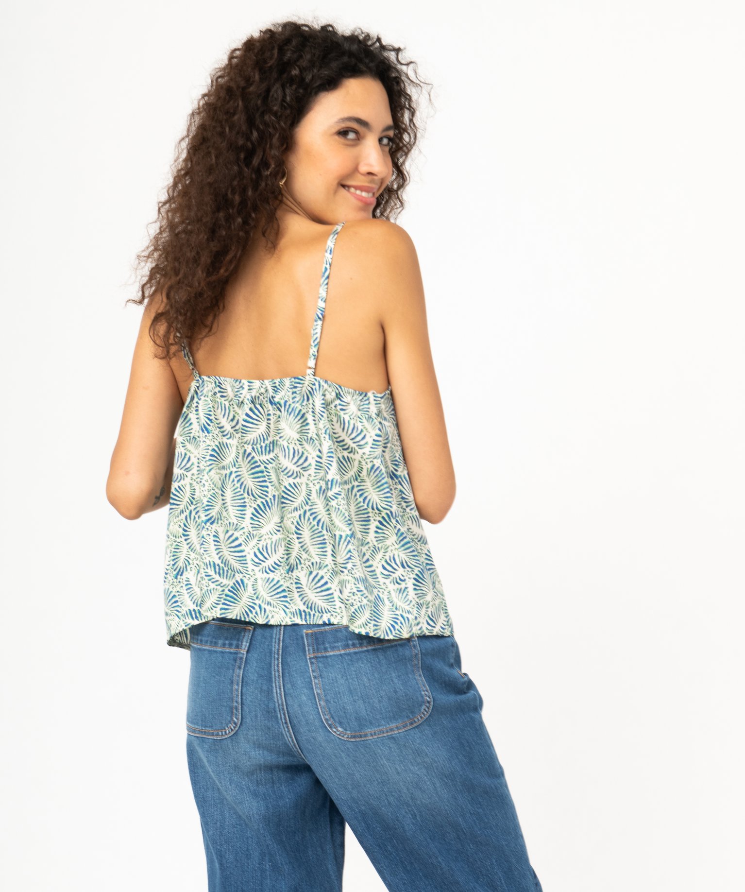 Blouse à bretelles et col V imprimée femme imprime | GEMO