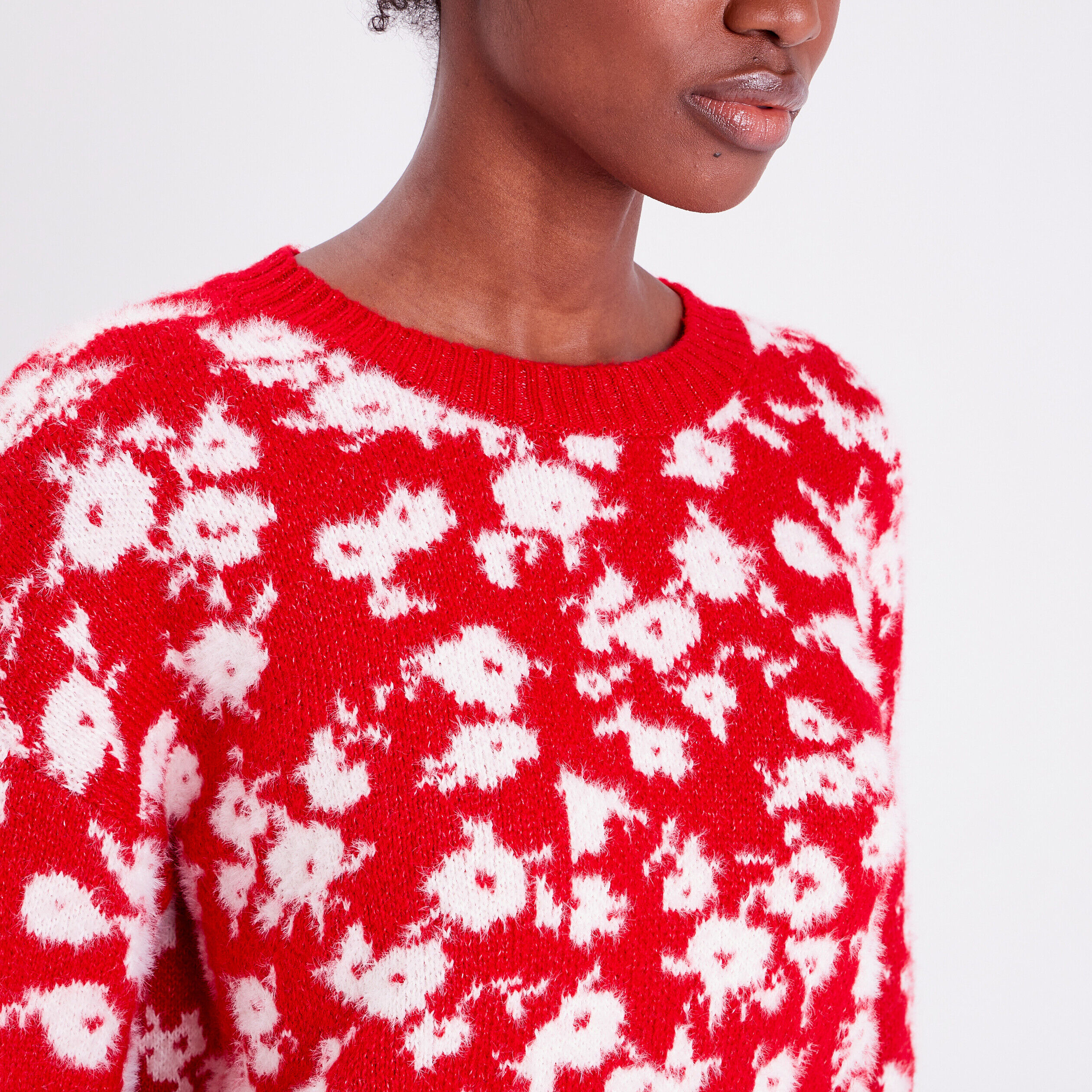 Pull avec col rond rouge femme | Cache Cache
