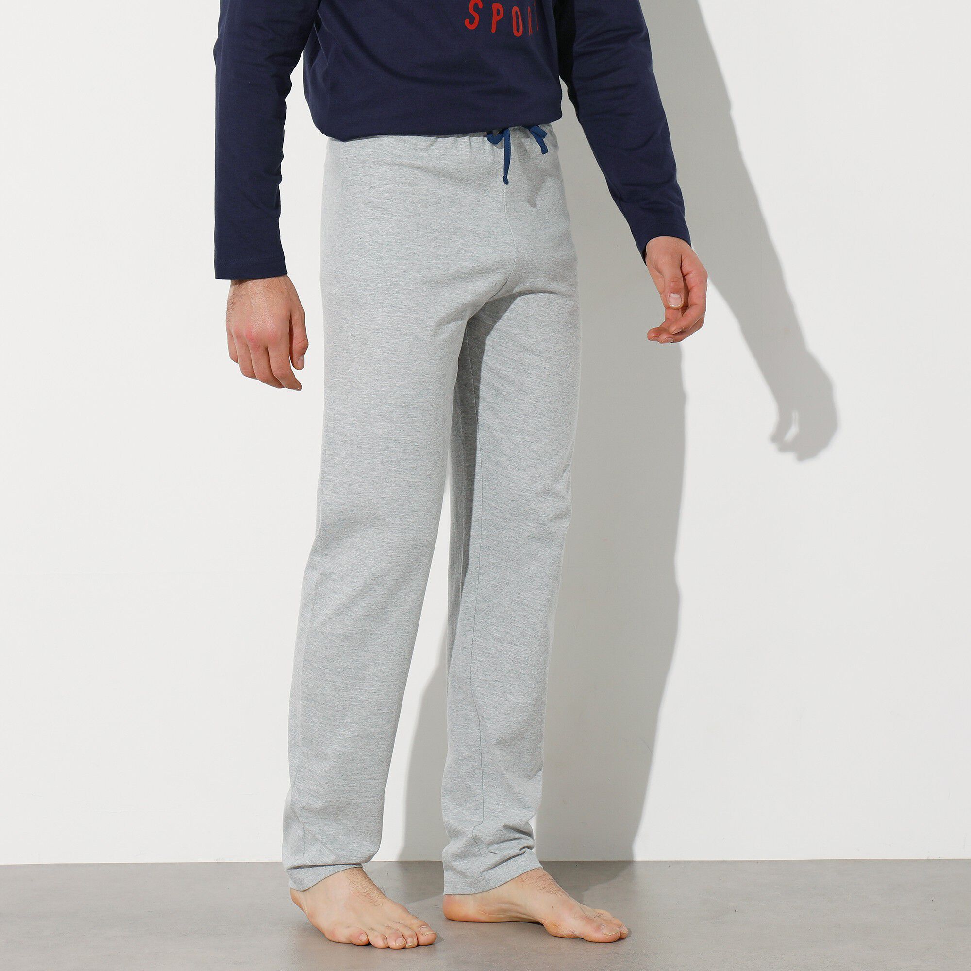 Pantalon pyjama gris chiné uni