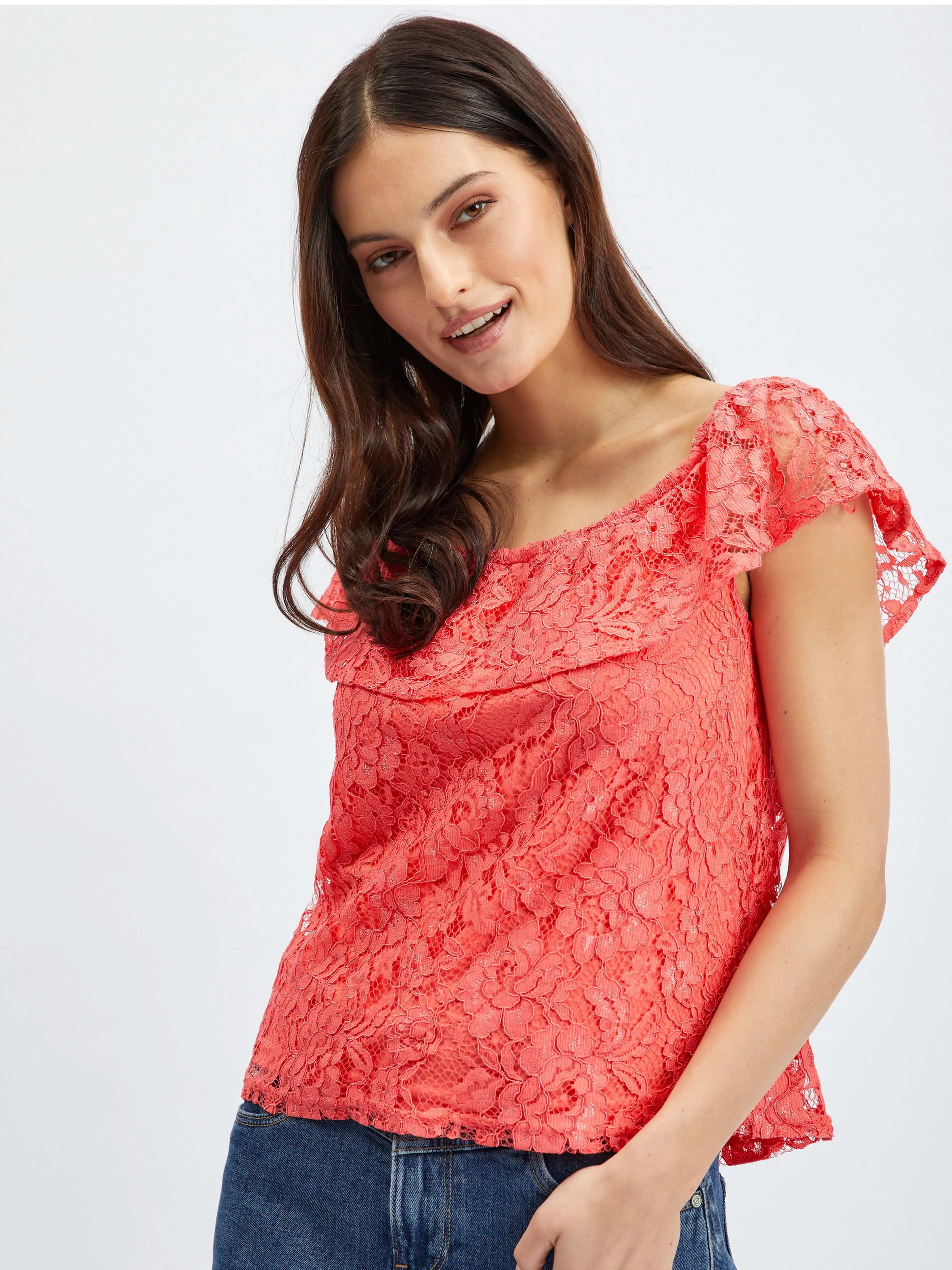 Rosa Damen-Spitzenbluse ORSAY