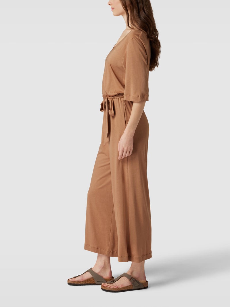 Jumpsuit mit V-Ausschnitt Modell 'NAILAA' in mittelbraun
