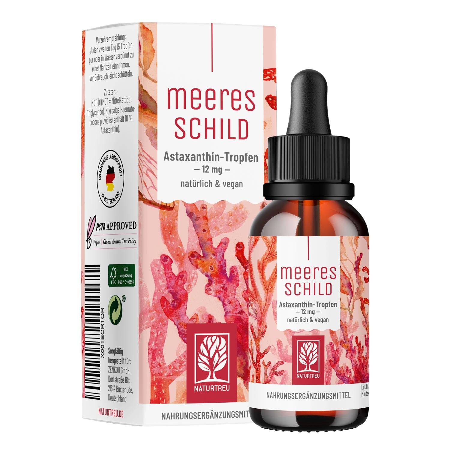Astaxanthin Tropfen hochdosiert - Meeresschild - NATURTREU®