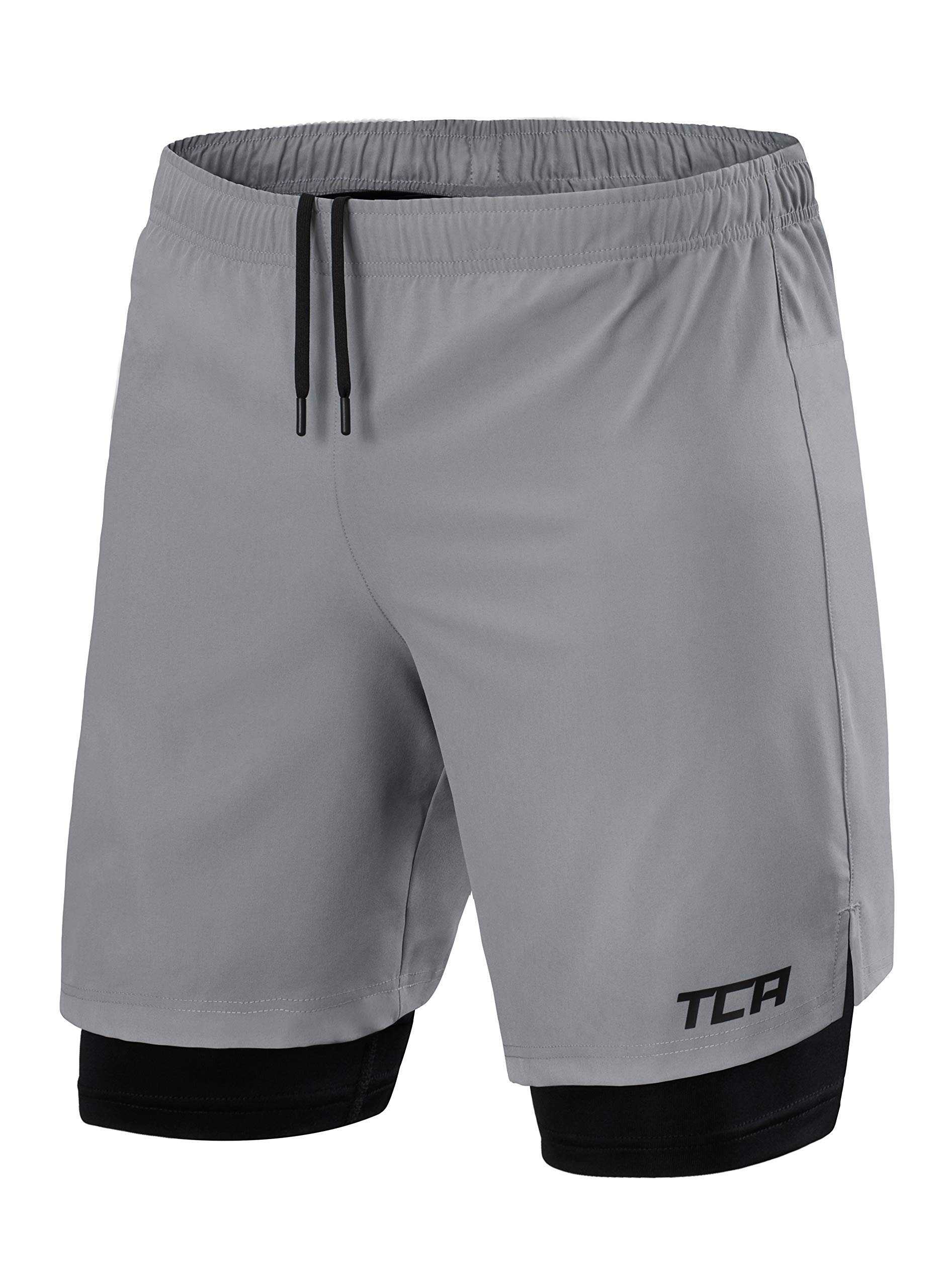 TCA Trainingsshorts TCA Herren 2-in-1 Laufhose, Hellgrau, S