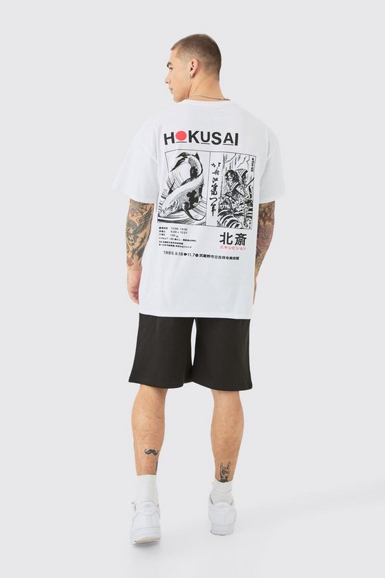 Oversize Shorts mit Homme Gothic Kreuz Print