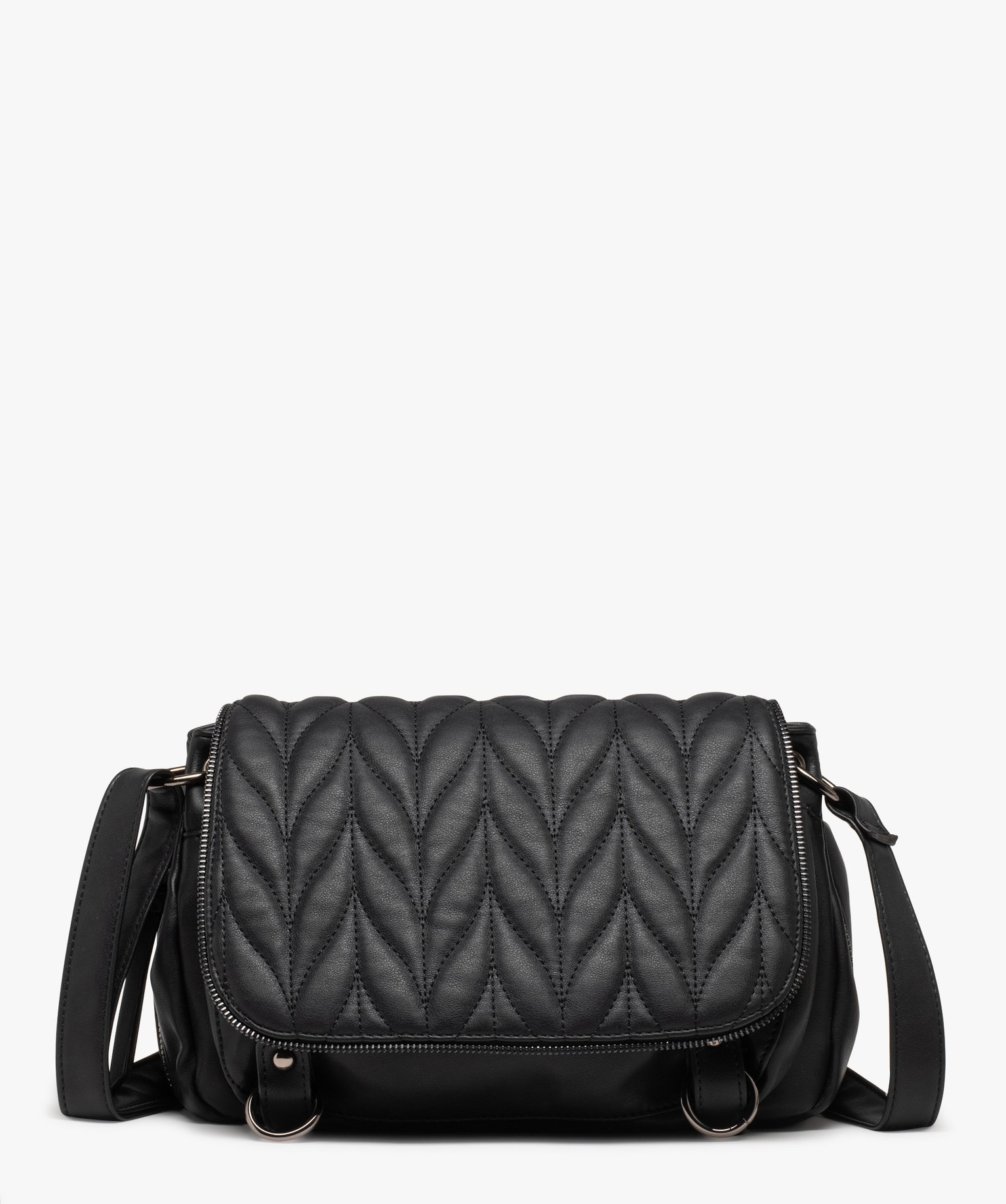 Sac besace à matelassage fantaisie femme noir | GEMO