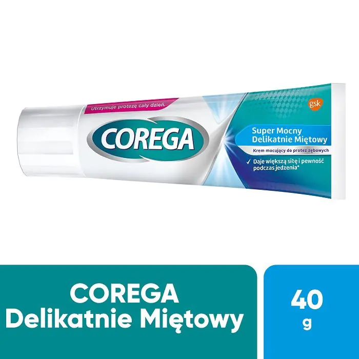 „Corega Super Strong“ švelnus mėtų skonio dantų protezų klijavimo kremas