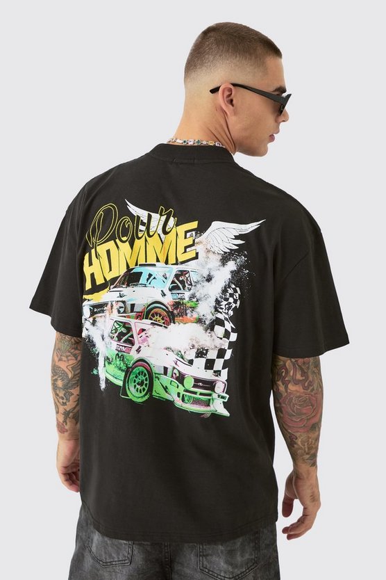 Oversize T-Shirt mit Racer-Print