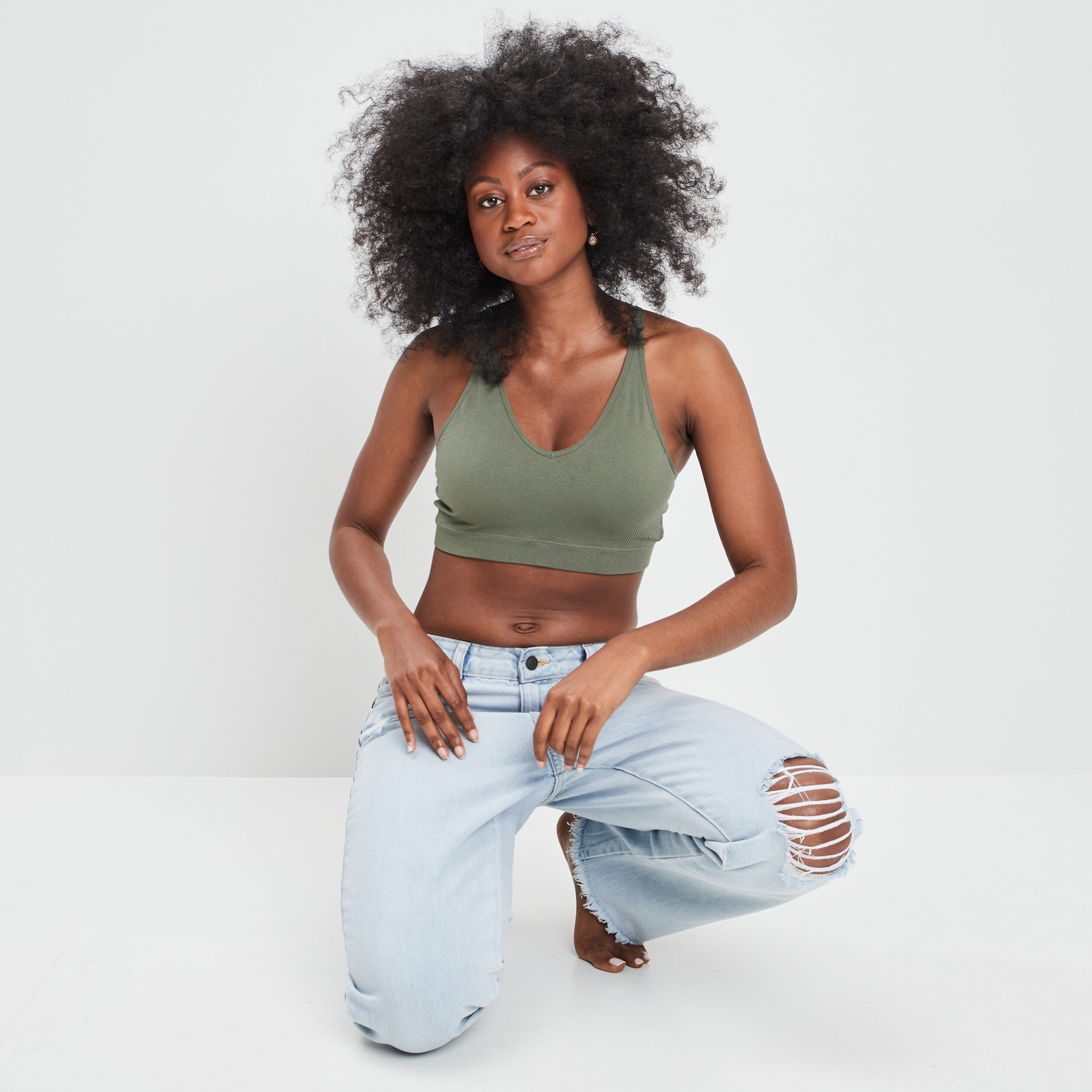 Soutien-gorge brassière vert kaki femme | La Halle