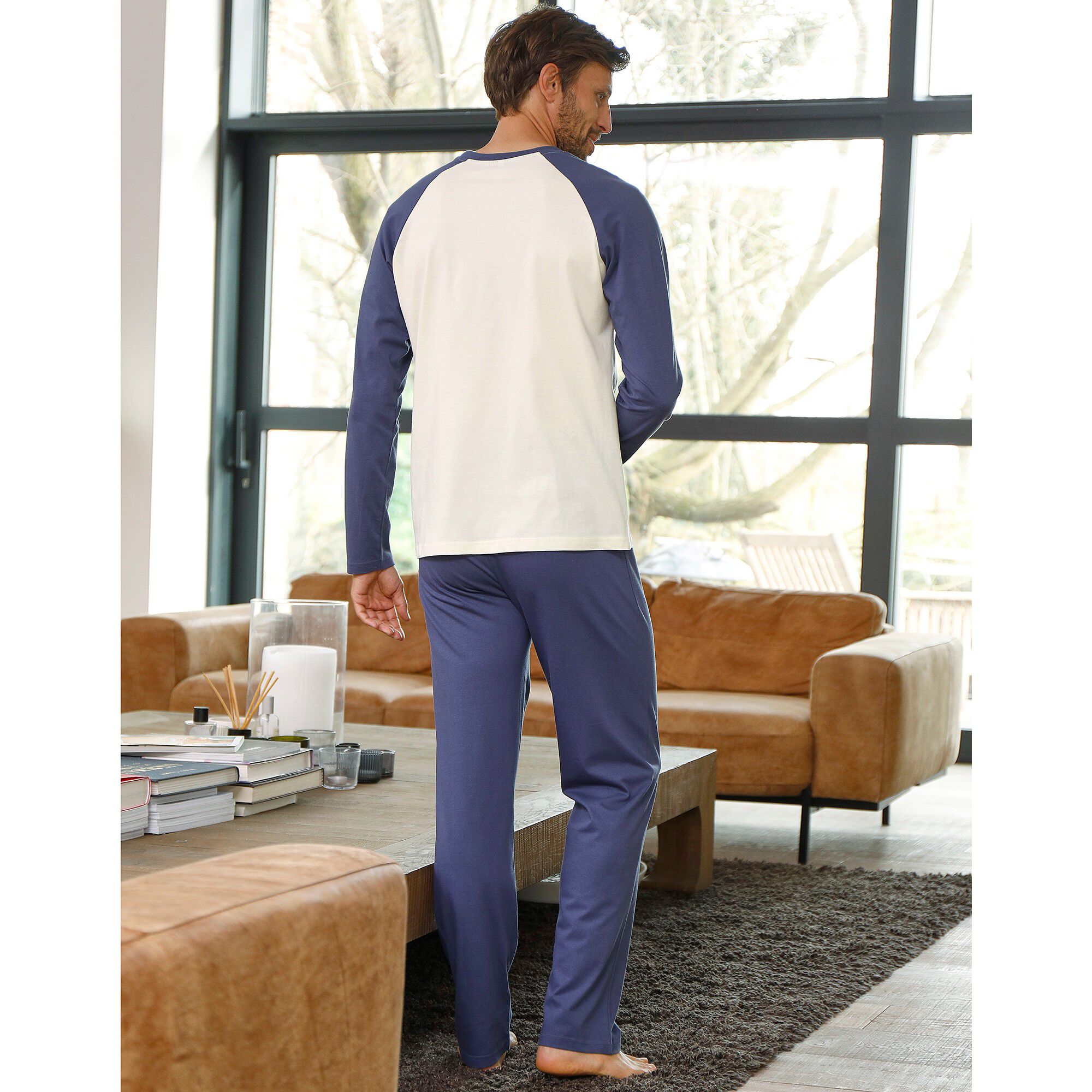 Pyjama pantalon motif bambou manches longues