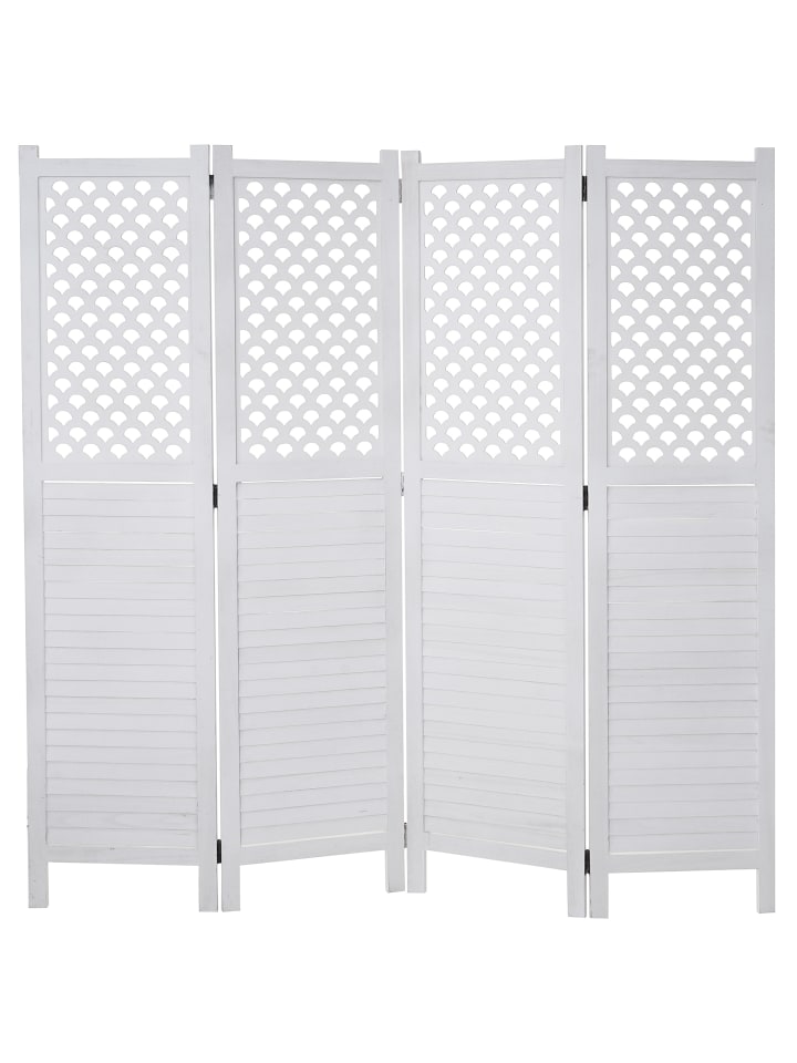MCW Paravent A84 mit Ornamente, Weiß günstig kaufen onesize